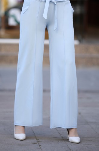 Belted Wide Leg Pants 3001-01 Baby Blue 3001-01