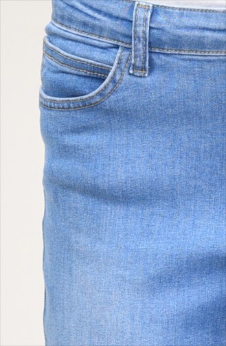 Saçaklı Bol Paça Kot Pantolon 2532-01 Kot Mavi