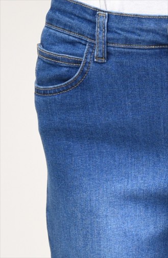 Saçaklı Bol Paça Kot Pantolon 2532-02 Lacivert