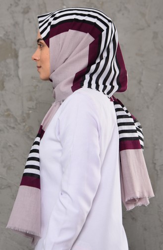 Desenli Cotton Şal 901476-10 Toz Pembe Fuşya 901476-10
