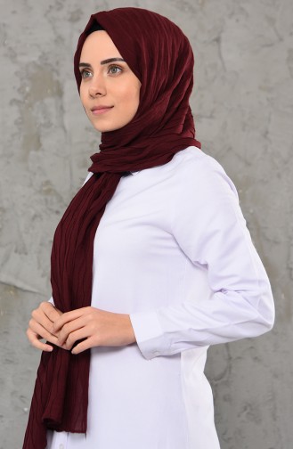 Düz Pliseli Pamuk Şal 1001-05 Bordo