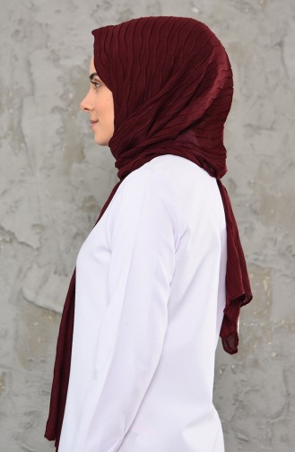Düz Pliseli Pamuk Şal 1001-05 Bordo