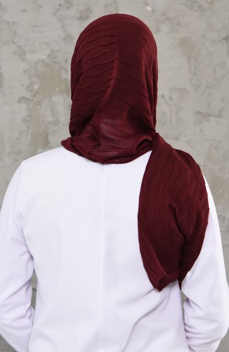 Düz Pliseli Pamuk Şal 1001-05 Bordo