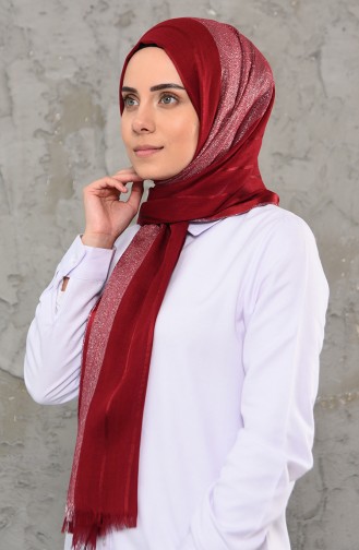 Silvery Cotton Shawl 1003-03 Claret Red 1003-03