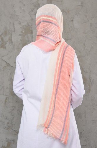 Stripe Pattern Silvery Cotton Shawl  1004-02 Pink 1004-02