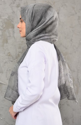 Pullu Tüllü Şal 1008-01 Gri