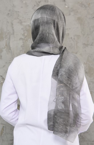 Pullu Tüllü Şal 1008-01 Gri