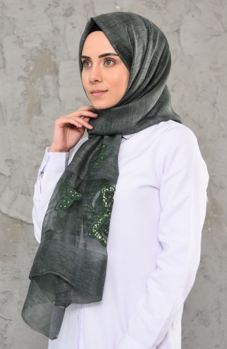 Pullu Tüllü Şal 1008-04 Yeşil