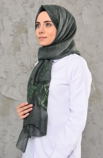 Pullu Tüllü Şal 1008-04 Yeşil