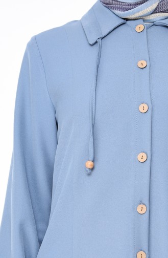 Button Detailed Tunic Pants Double Suit 5472-02 Blue 5472-02
