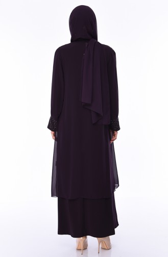 Large Size Chiffon Cape Dress Suit 1041-05 Purple 1041-05