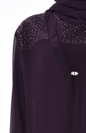 Large Size Chiffon Cape Dress Suit 1041-05 Purple 1041-05