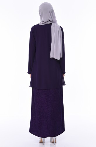 Large Size Silvery Evening Dress 1052-03 Purple 1052-03