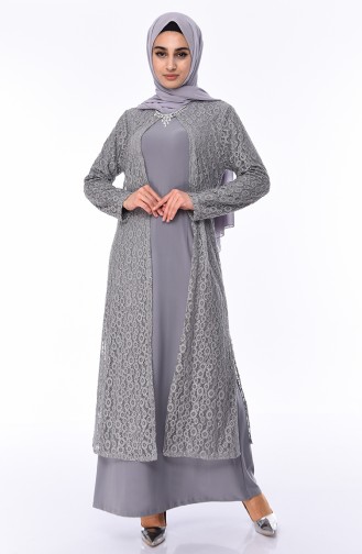 Habillé Hijab Gris 1062-07