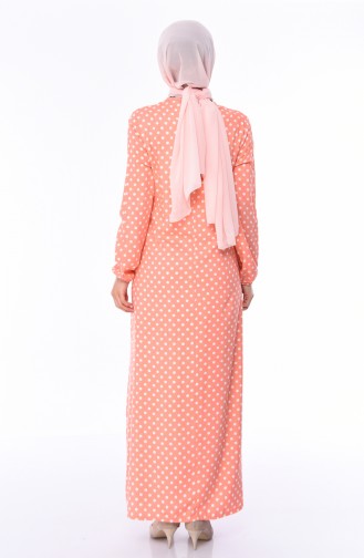 فستان فيسكوز بتصميم أكمام مزمومة 0541-01 لون زهري 0541-01