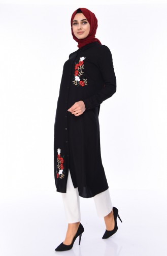 Embroidered Long Tunic 0627-03 Black 0627-03