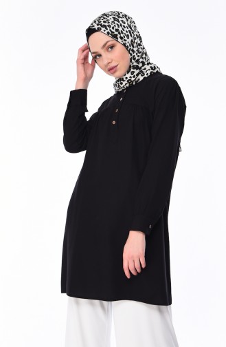 Buttoned Viscose Tunic 5258-01 Black 5258-01