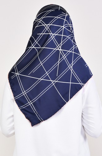 Aker S Rayon Scarf 901480-06 Navy Blue Salmon 901480-06