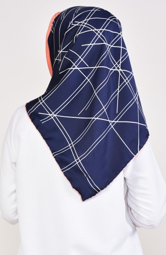 Aker S Rayon Scarf 901480-06 Navy Blue Salmon 901480-06