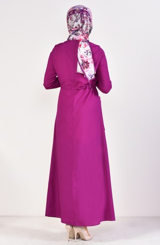 Waist Pleated Pockets Dress 4278-04 Purple 4278-04