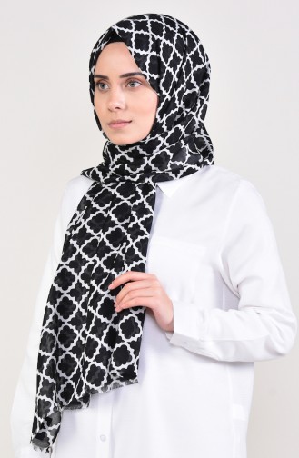 Patterned Cotton Shawl 299-110 Black 299-110