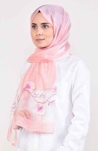 Floral Patterned Shawl 1009-08 Pink 1009-08