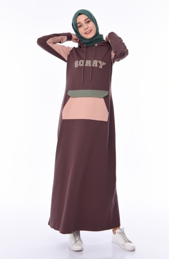 Braun Hijab Kleider 9056-02
