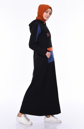 فستان رياضي بتصميم جيوب 9056-04 لون اسود 9056-04