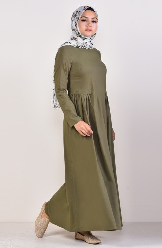 Yandan Pileli Elbise 1195-01 Haki 1195-01