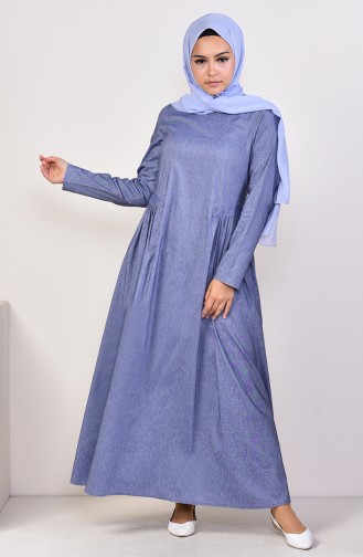 فستان بتصميم طيات 1195-06لون ازرق جينز 1195-06