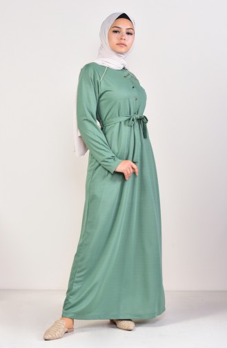 فستان بتصميم حزام للخصر 4079-06 لون اخضر 4079-06
