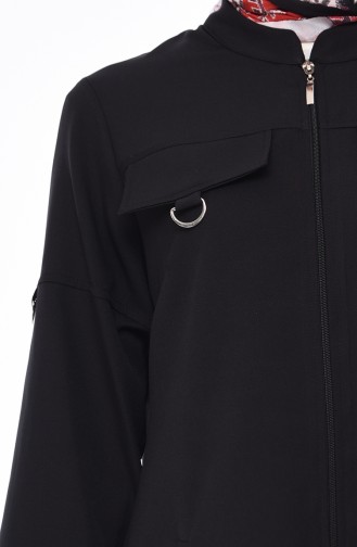 Pocket Detailed Zippered Tunic 5068-08 Black 5068-08