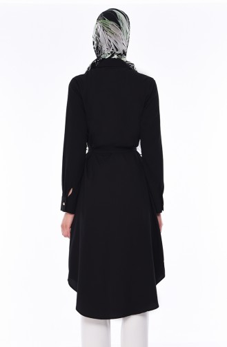 Belted Long Tunic 1001-01 Black 1001-01