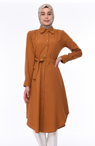 Belted Long Tunic 1001-03 Tobacco 1001-03