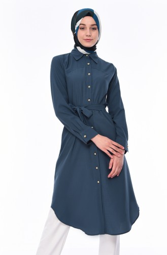 Belted Long Tunic 1001-04 Emerald Green 1001-04