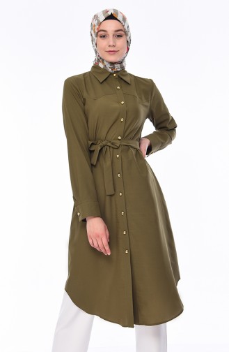 Belted Long Tunic 1001-05 Khaki 1001-05