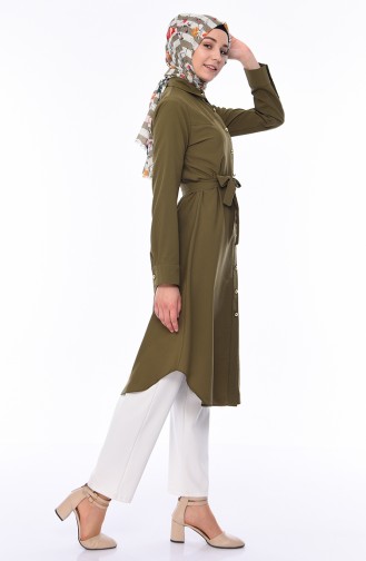 Belted Long Tunic 1001-05 Khaki 1001-05