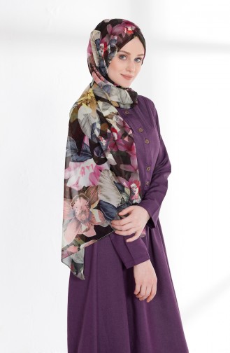 Hellviolett Hijab Kleider 7215-12