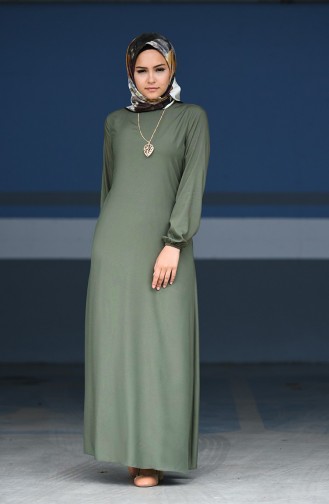 Khaki Hijab Kleider 2521-06