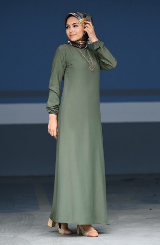 Khaki Hijab Dress 2521-06