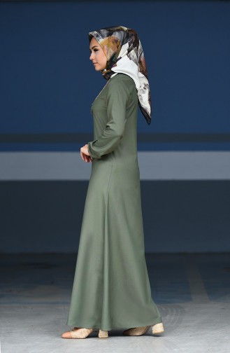 Khaki Hijab Kleider 2521-06