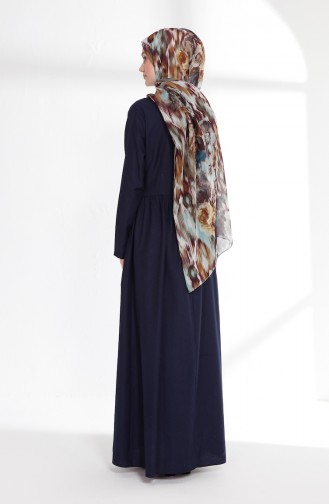 Dunkelblau Hijab Kleider 7215-09