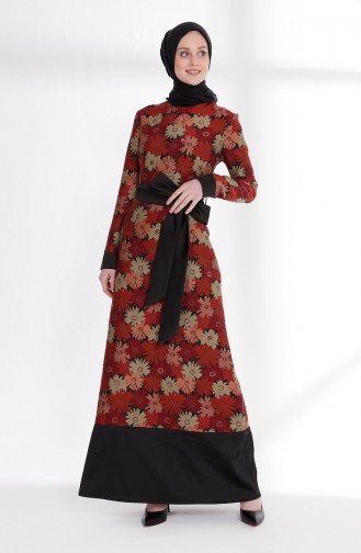 فستان مورّد بتصميم حزام للخصر  7213-04 لون ارجواني 7213-04