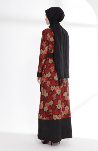فستان مورّد بتصميم حزام للخصر  7213-04 لون ارجواني 7213-04