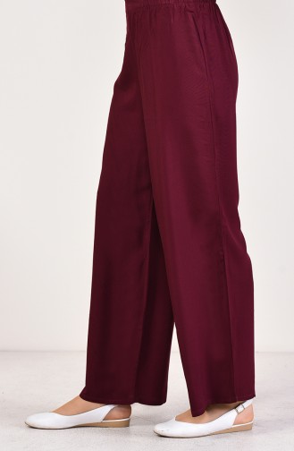 Lastikli Yazlık Bol Paça Pantolon 25006-03 Vişne 25006-03