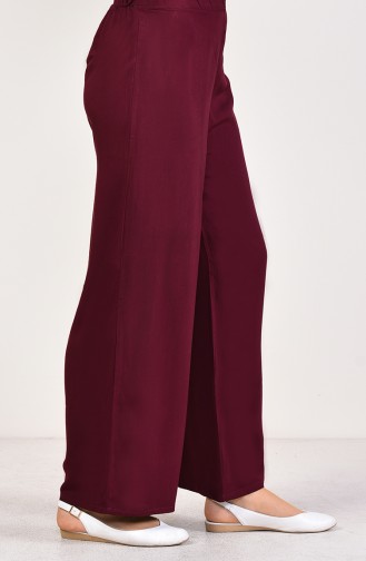 Lastikli Yazlık Bol Paça Pantolon 25006-03 Vişne 25006-03