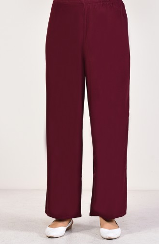 Lastikli Yazlık Bol Paça Pantolon 25006-03 Vişne 25006-03