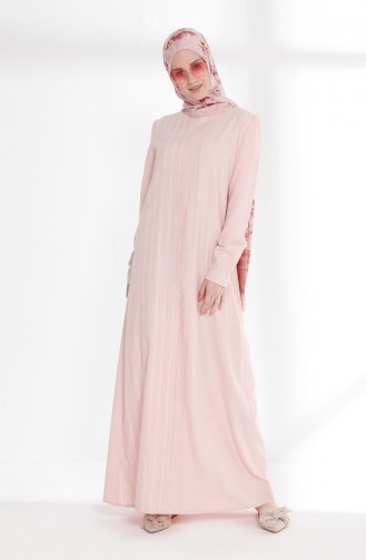 فستان قطن بتصميم مُخطط 5007-03 لون زهري 5007-03