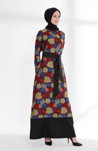 فستان مورّد بتصميم حزام للخصر 7213-03 لون ازرق 7213-03