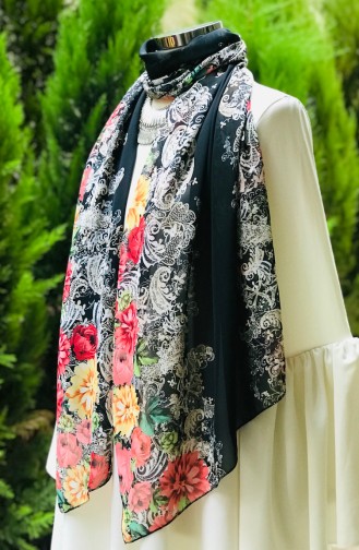 Pattern Chiffon Shawl 60933-01 Black 60933-01